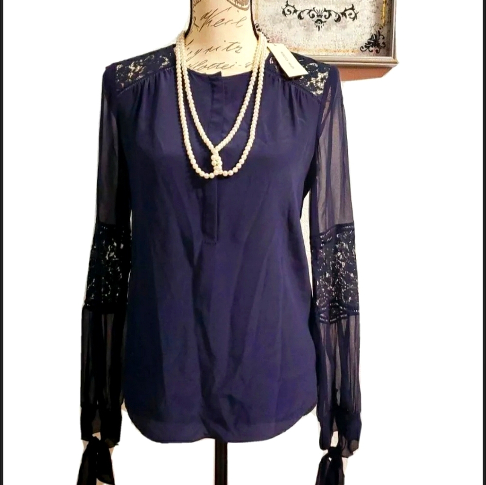 Rebecca Taylor Navy Silk Blouse